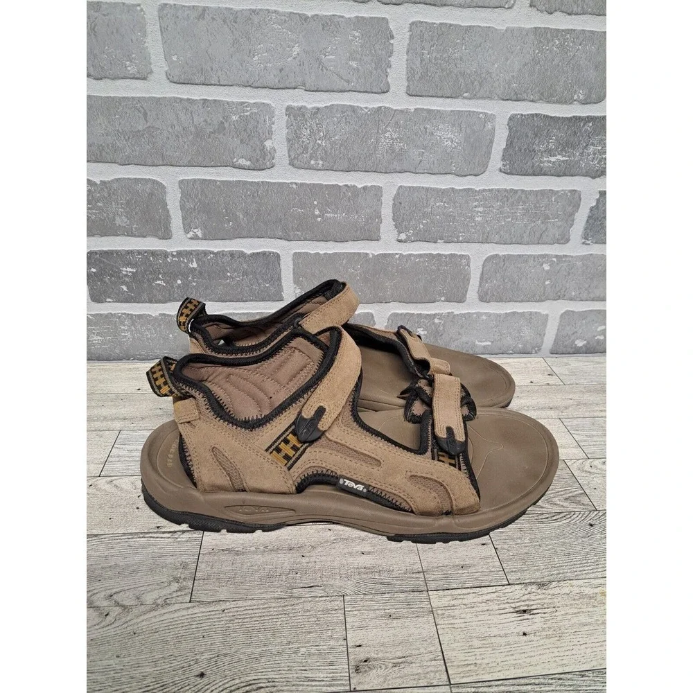 Teva 6571 Hurricane Brown Leather Strappy Hiking Outdoor Casual Sandals Men's 13